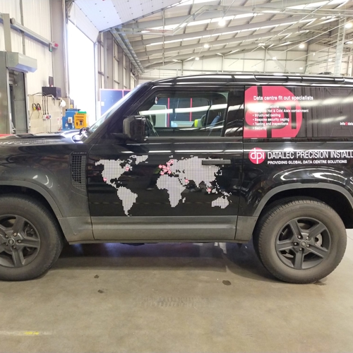 Truck with branded vehicle graphics